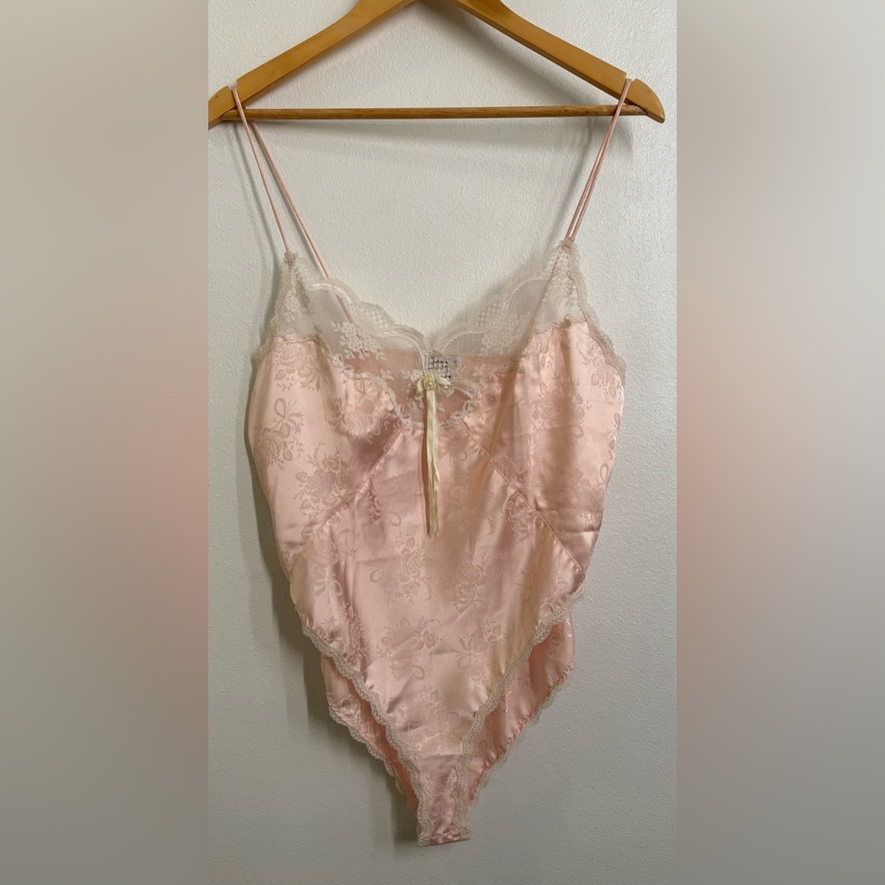 Vintage Christian Dior Cotton Candy Pink Silky Teddy Lingerie. Size Medium